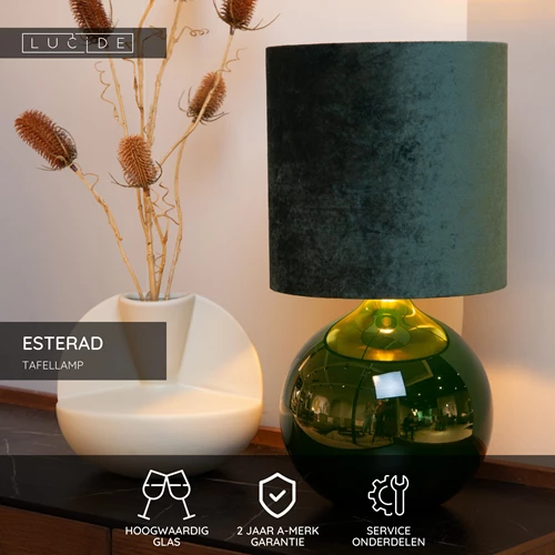 Lucide ESTERAD - Tafellamp - Ø 24 cm - 1xE14 - Groen - USP